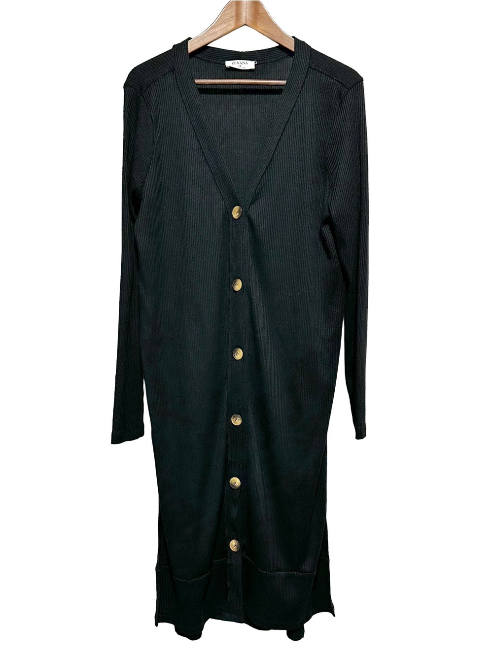 ZENANA Ribbed Duster Cardigan Thumbhole Cozy Minimalist CBK XL